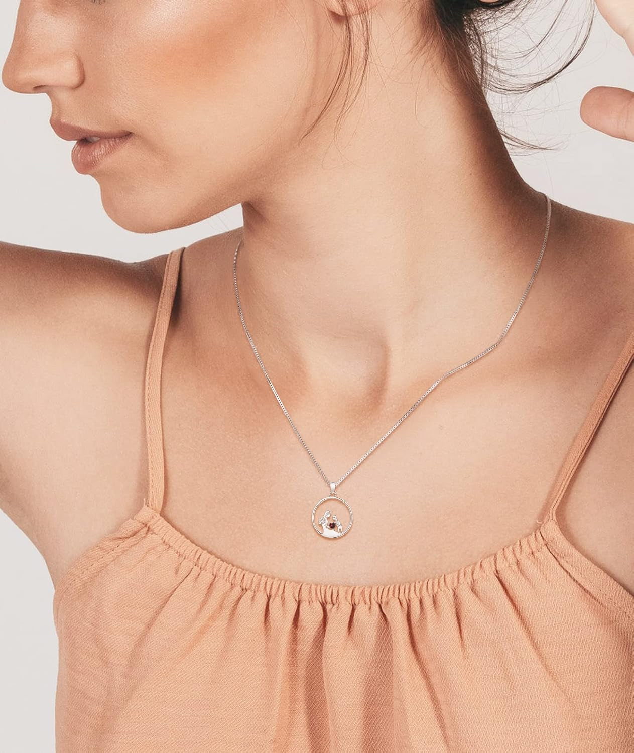 Women'S Mother Necklace 925 Sterling Silver round Mum Pendant Birthstone Jewelry for Mom