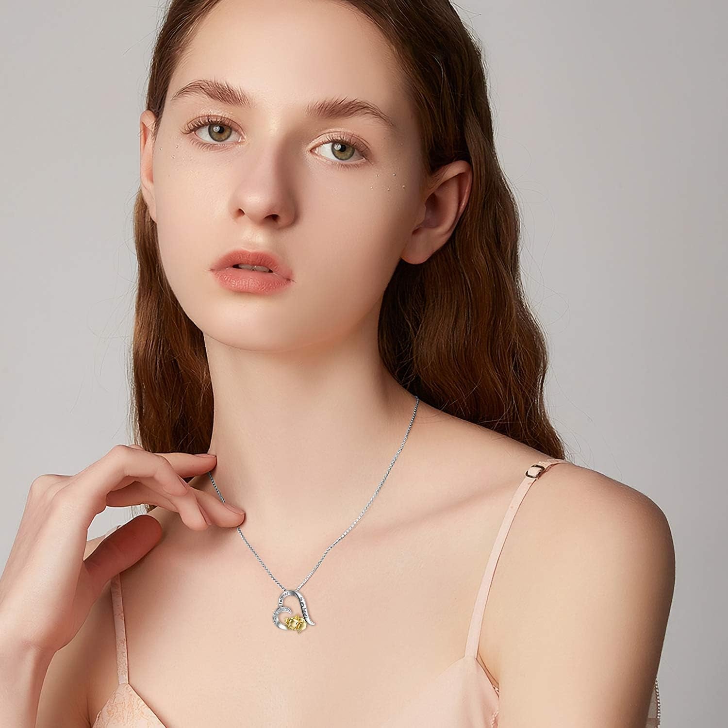 Fox Necklace Foxes Heart Pendant Necklace Gift for Women