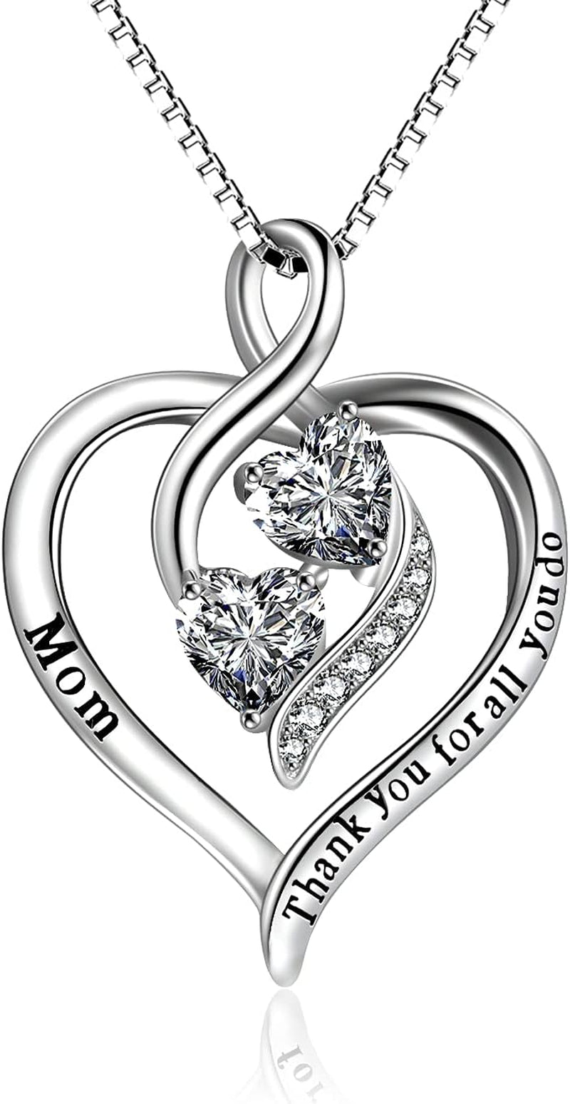 Mom Necklace for Women Sterling Silver Mother Necklace Mothers Day Birthday Jewelry Gifts for Mother Grandma 18"