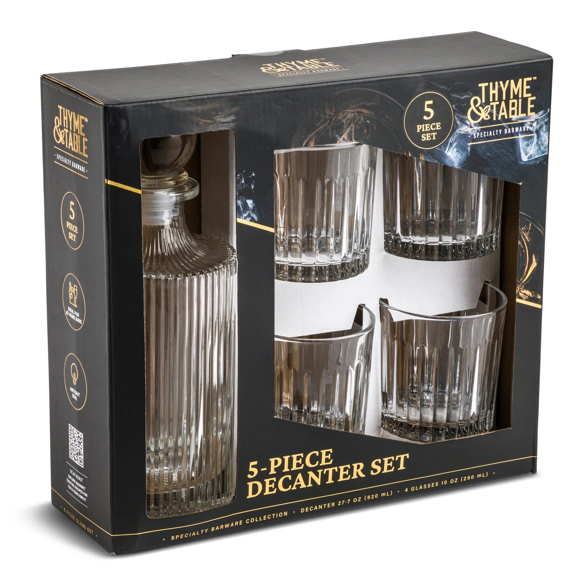 5-Piece Whiskey Decanter and Cocktail Glasses Set