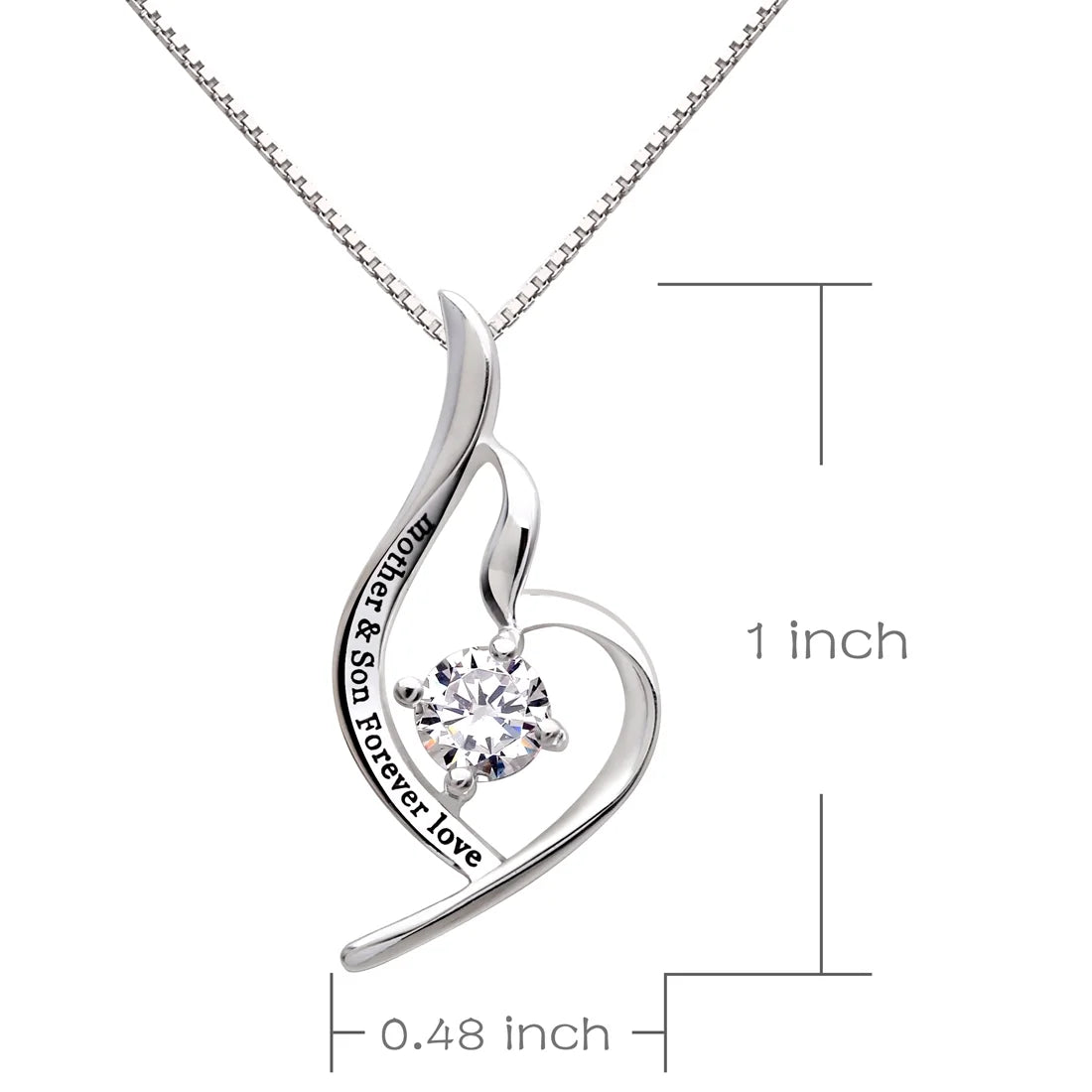 Jewelry Sterling Silver "Mother & Son Forever Love" Cubic Zirconia Pendant Necklace