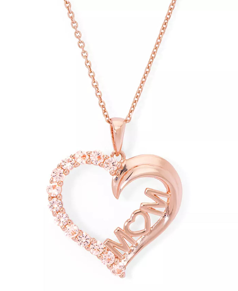 I Love You Mom Heart Pendant 18" Necklace