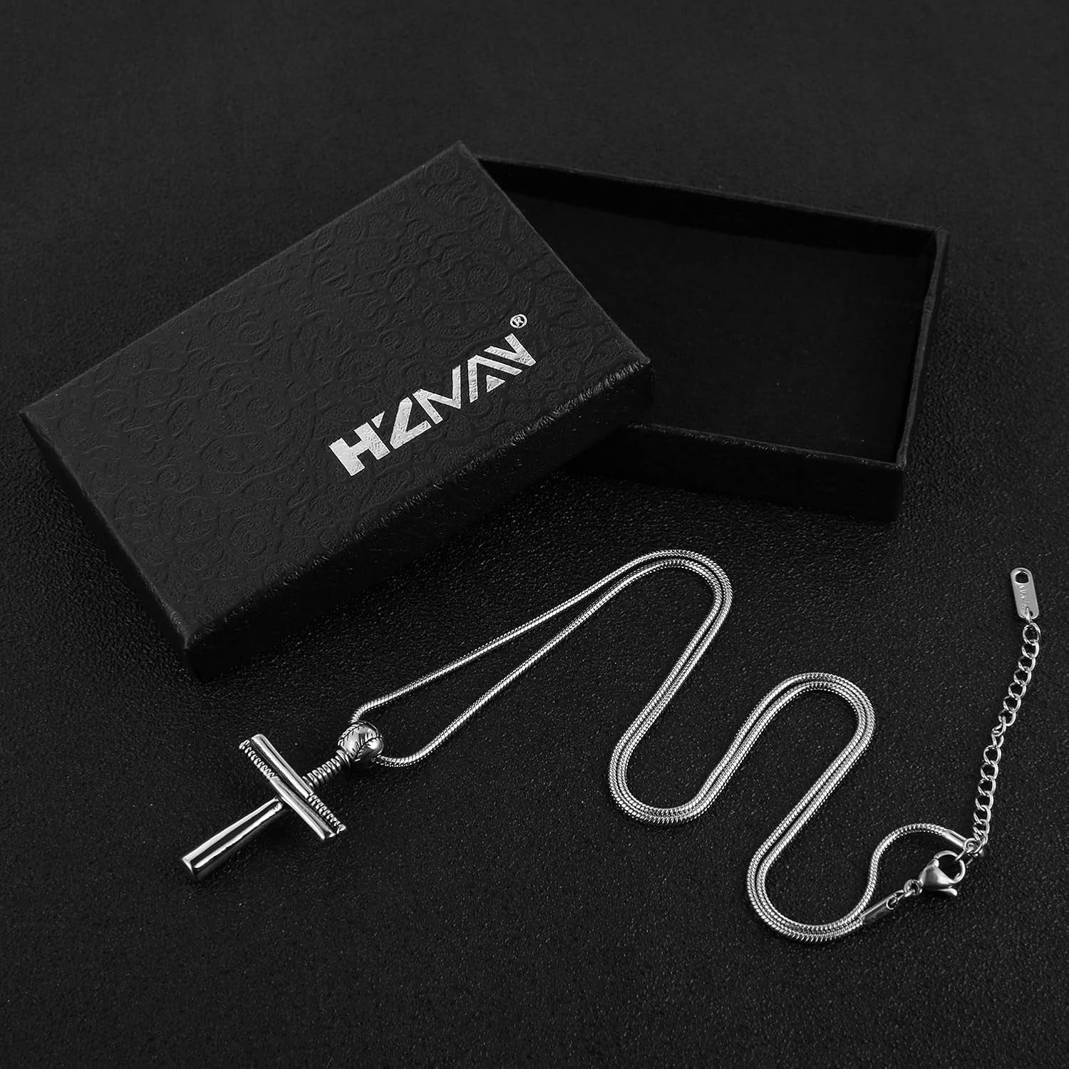 Baseball Cross Sports Pendant Stainless Steel Baseball Bat Cross Necklace, Large and Small
