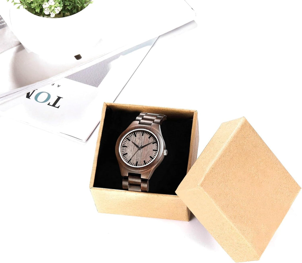 Engraved Wooden Watches for Men - Handmade Mens Wood Watches for Husband Boyfriend Dad Son Gifts
