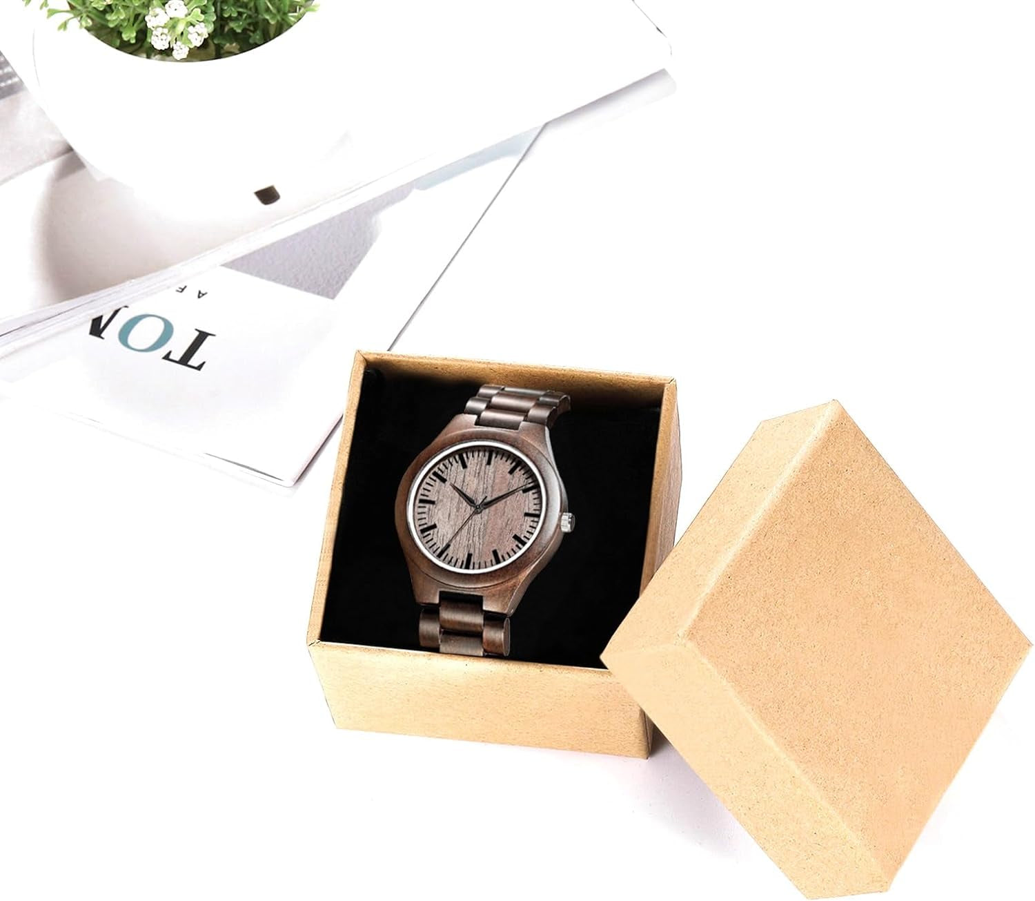 Engraved Wooden Watches for Men - Handmade Mens Wood Watches for Husband Boyfriend Dad Son Gifts