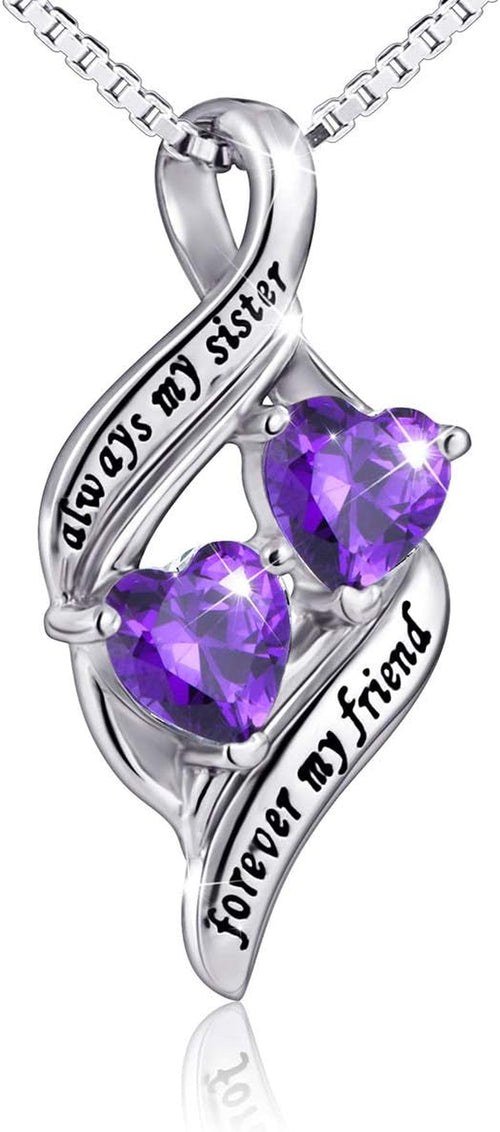 925 Sterling Silver Always My Sister & Daughter Mother Forever My Friend Love Heart Necklace for Women & Mother Gift