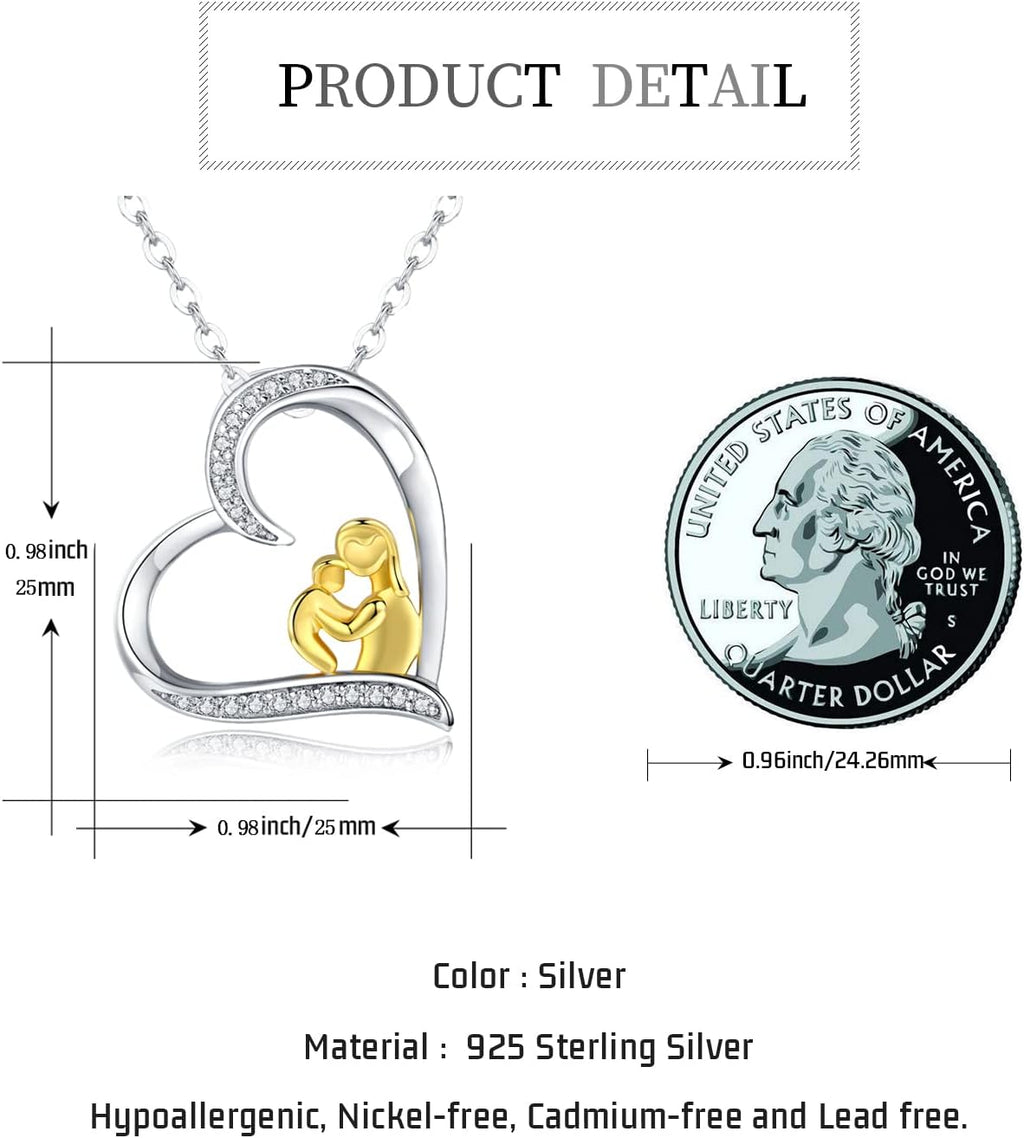 Sterling Silver Mom Necklace Mama Bear Pendant Necklace Jewelry for New Mom Grandmother Women