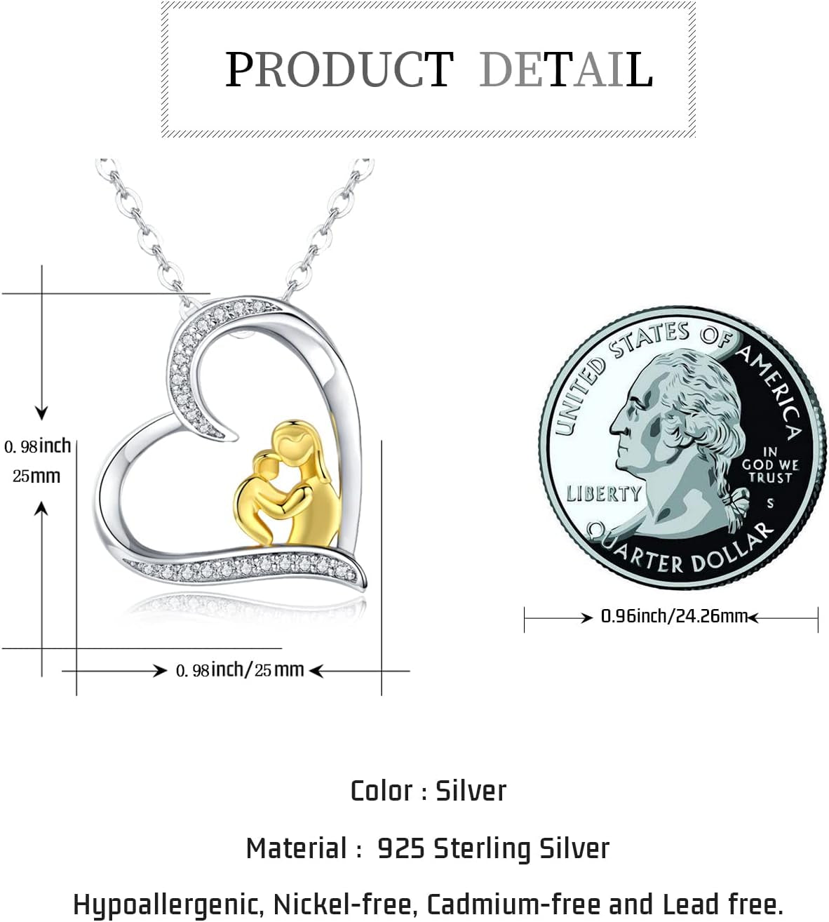 Sterling Silver Mom Necklace Mama Bear Pendant Necklace Jewelry for New Mom Grandmother Women