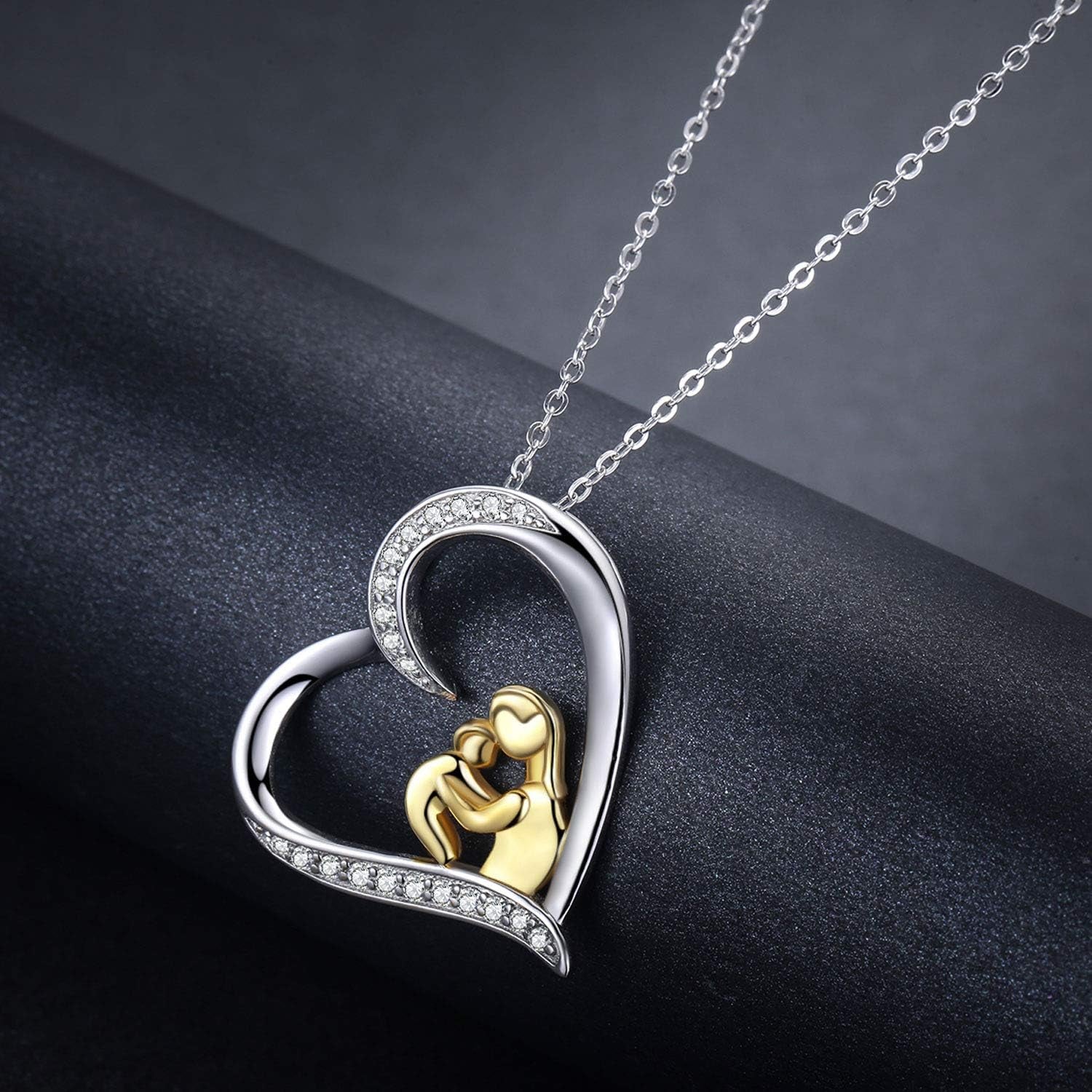 Sterling Silver Mom Necklace Mama Bear Pendant Necklace Jewelry for New Mom Grandmother Women
