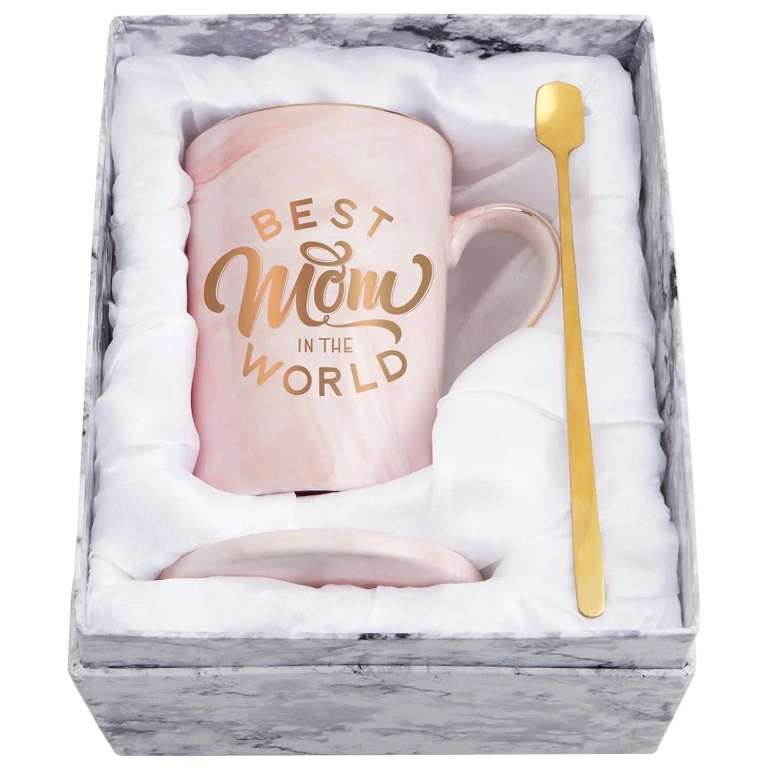 Gifts for Mom - Best Mom in the World Coffee Mugs, Mom Gifts, Mothers Day Gifts for Mom, Christmas Gifts,  14 Fl Oz Pink Coffee Mugs Ceramic Mug Tea Cup