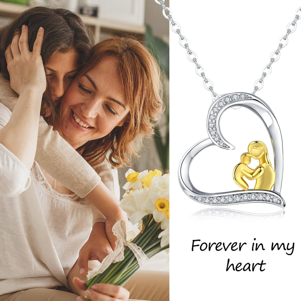 Sterling Silver Mom Necklace Mama Bear Pendant Necklace Jewelry for New Mom Grandmother Women