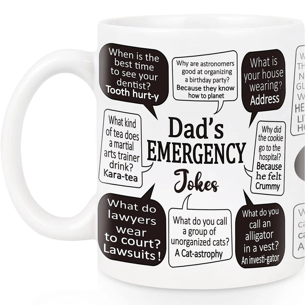 Gifts for Dad - Dad'S Emergency Jokes Mugs, Father'S Day Gifts, Dad Mugs, Dad Christmas Gifts, Dad Birthday Gifts,  White 11 Fl Oz Coffee Mugs Ceramic Mug Tea Cup