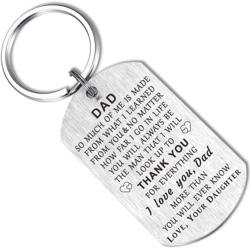Fathers Day Keychain Gifts for Dad - Dad Gifts from Daughter Son - I Love You Daddy - Daddy Fathers Day Birthday Gift