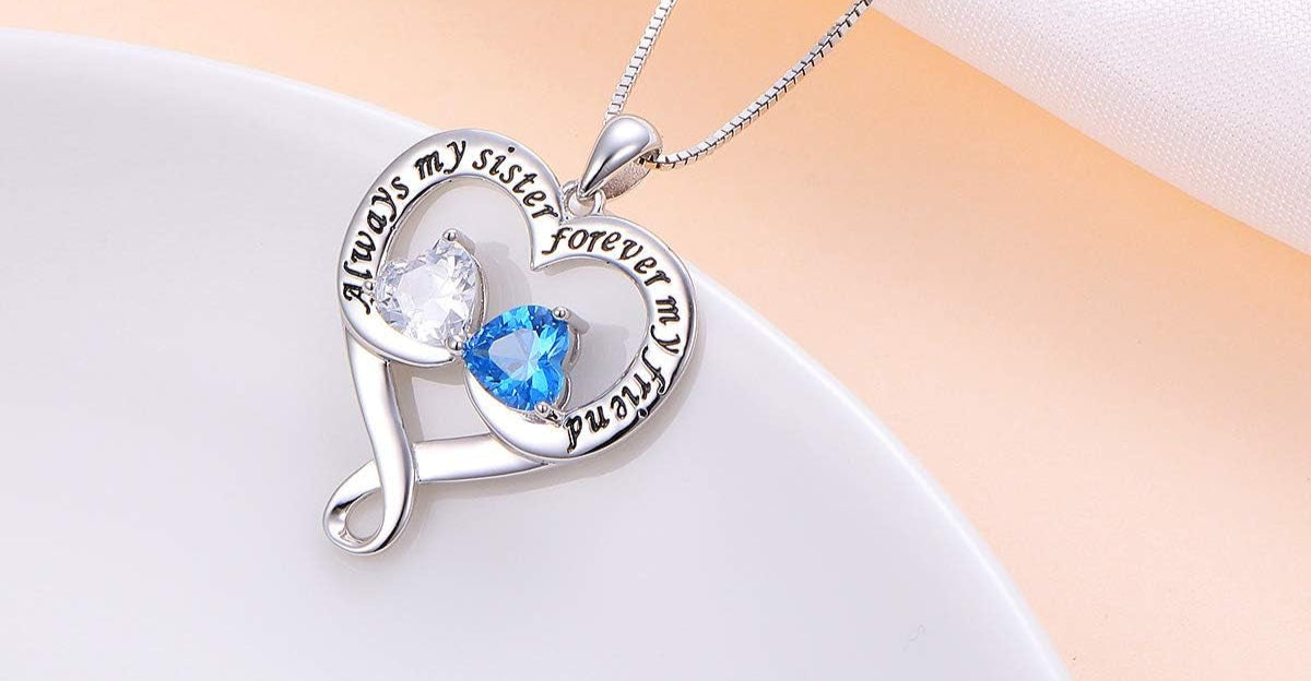 925 Sterling Silver Always My Sister & Daughter Mother Forever My Friend Love Heart Necklace for Women & Mother Gift