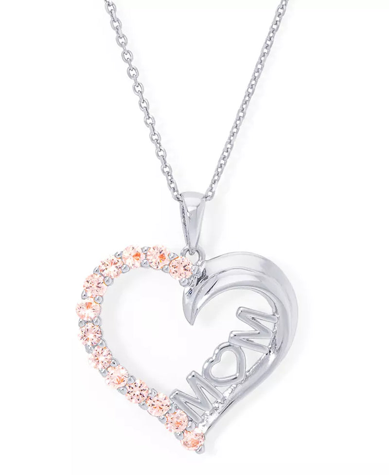 I Love You Mom Heart Pendant 18" Necklace