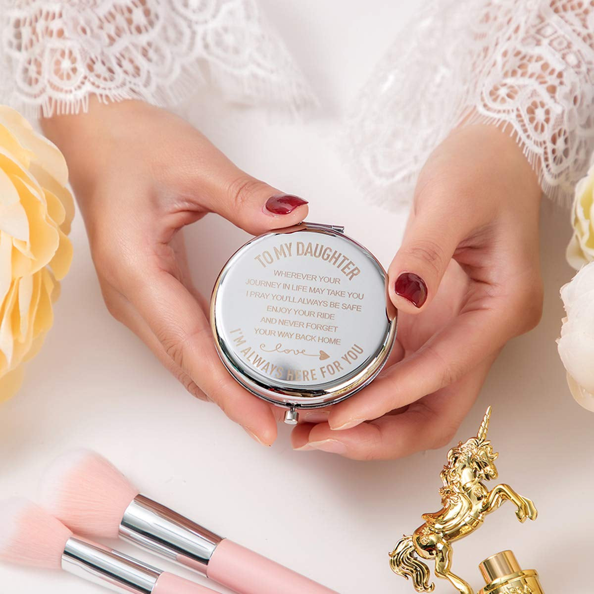 Daughter Gifts from Mom and Dad,Christmas Birthday Gift for Daughter Adult or Girls,Mother Daughter Gifts Compact Mirror