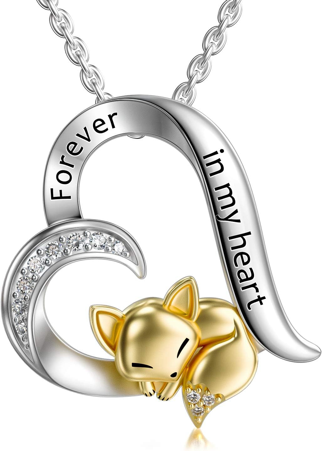 Fox Necklace Foxes Heart Pendant Necklace Gift for Women