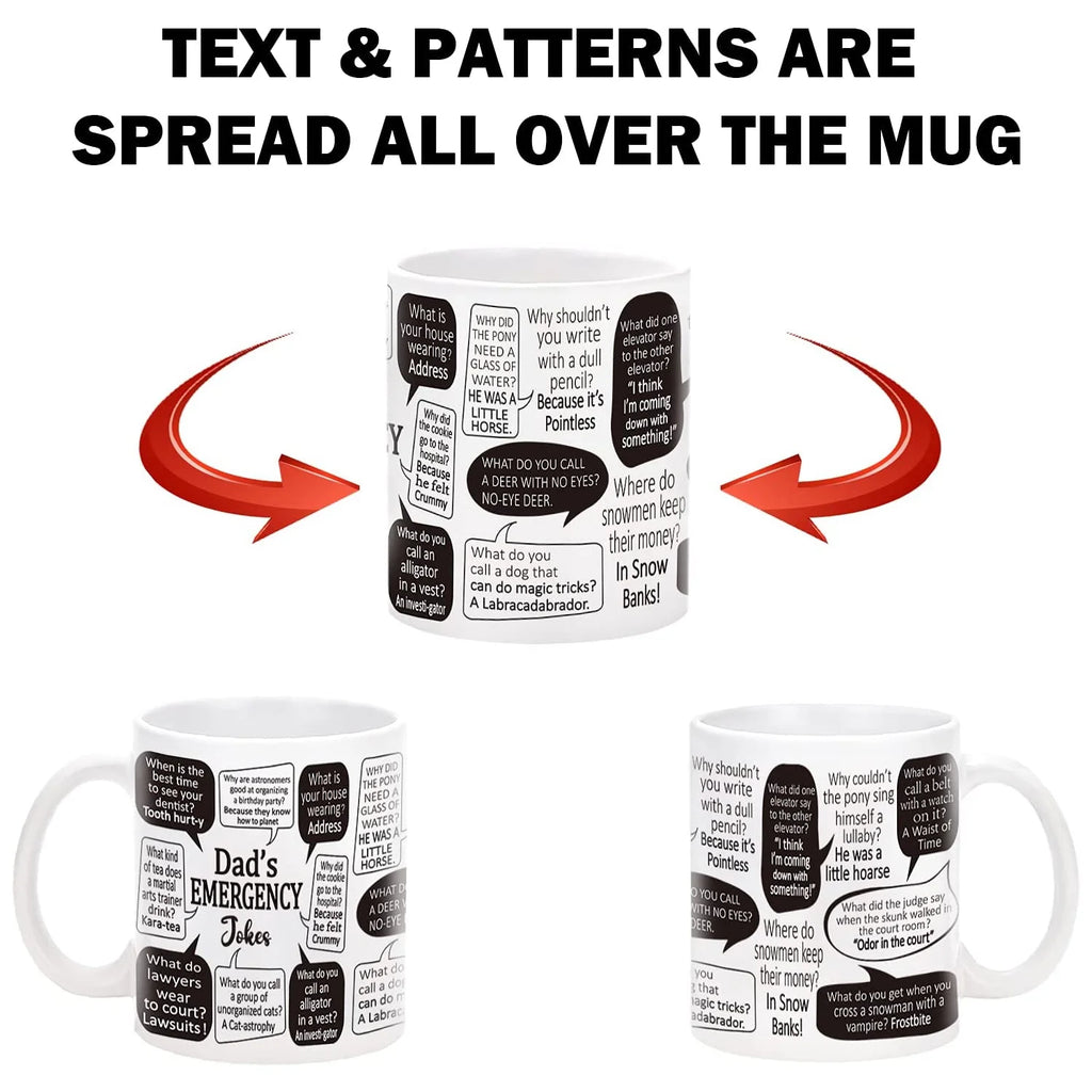 Gifts for Dad - Dad'S Emergency Jokes Mugs, Father'S Day Gifts, Dad Mugs, Dad Christmas Gifts, Dad Birthday Gifts,  White 11 Fl Oz Coffee Mugs Ceramic Mug Tea Cup