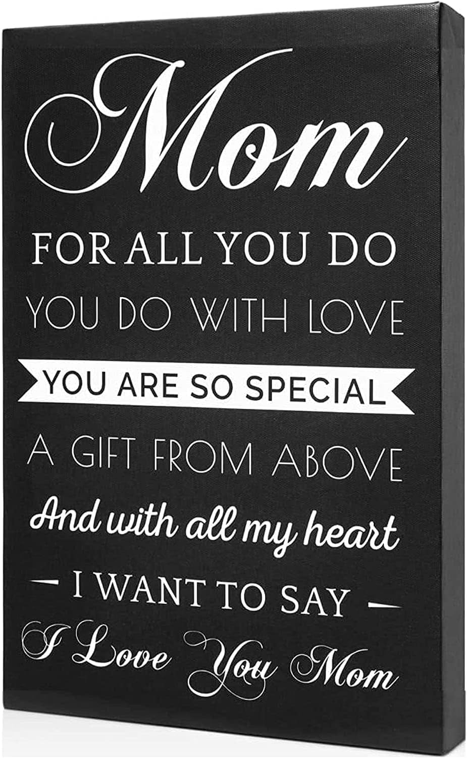Canvas Wall Art Mom Gifts - Hangable Home Decor Gifts for Mom - Unique Birthday Gifts for Mom, Gifts from Daughter - 14 X 8 X 1.5 Inches (Black/Canvas)