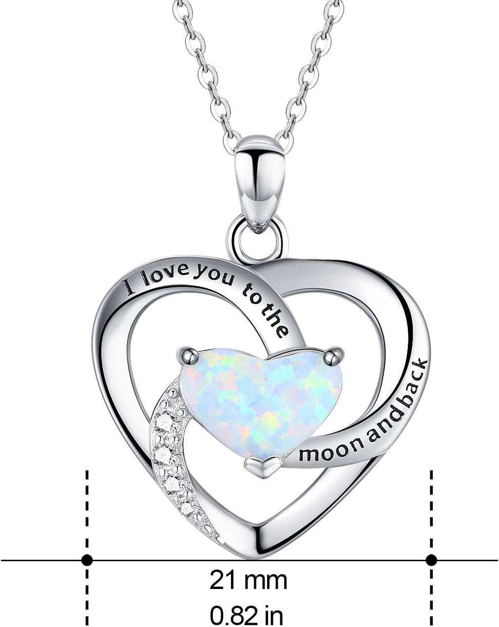 925 Sterling Silver Heart Necklace I Love You to the Moon and Back Pendant Sun Star Moon Necklace Jewelry for Women with Gifts Box