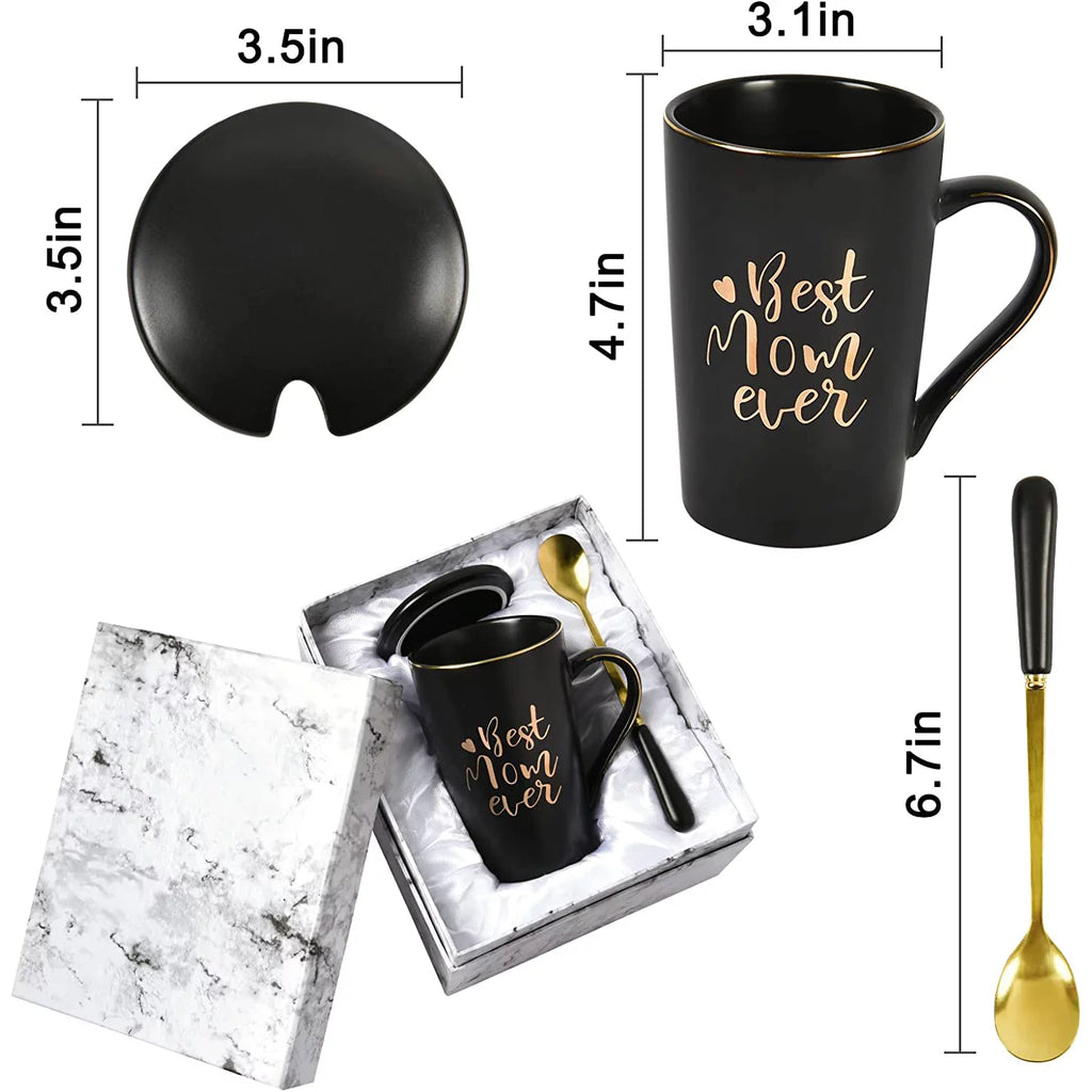 Gifts for Mom - Best Mom Ever Coffee Mug, Mom Gifts for Mothers Day, Birthday Gifts, Christmas Gifts, Mom Gifts,  14 Fl Oz Black Coffee Mugs Ceramic Mug Tea Cup