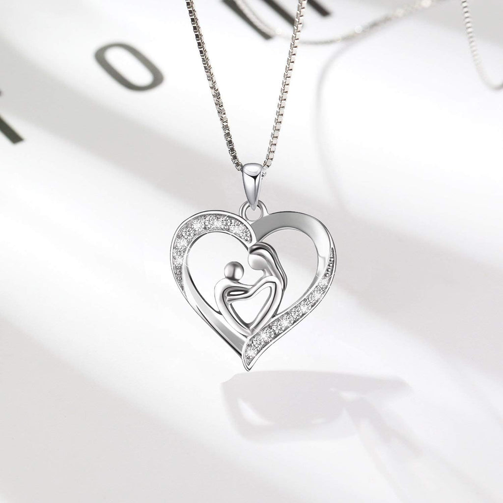 S925 Sterling Silver Heart Pendant Necklace for Women Mom Mother Christmas Birthday Gifts Jewelry