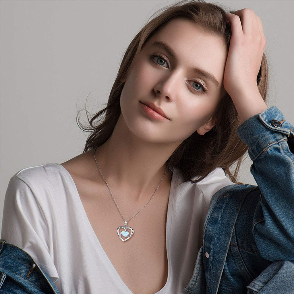 925 Sterling Silver Heart Necklace I Love You to the Moon and Back Pendant Sun Star Moon Necklace Jewelry for Women with Gifts Box