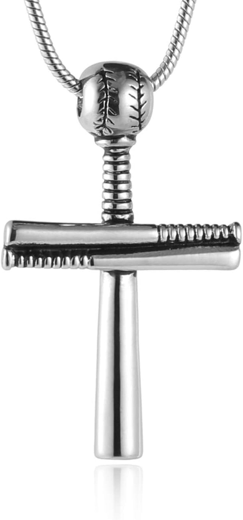 Baseball Cross Sports Pendant Stainless Steel Baseball Bat Cross Necklace, Large and Small