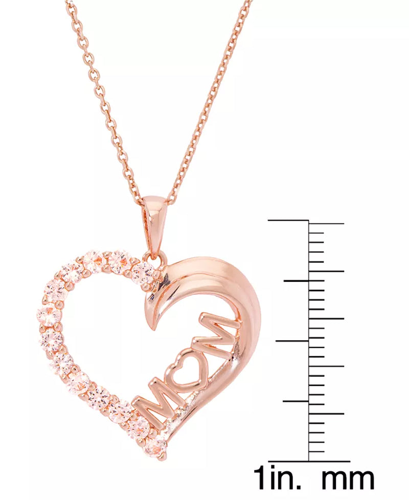 I Love You Mom Heart Pendant 18" Necklace
