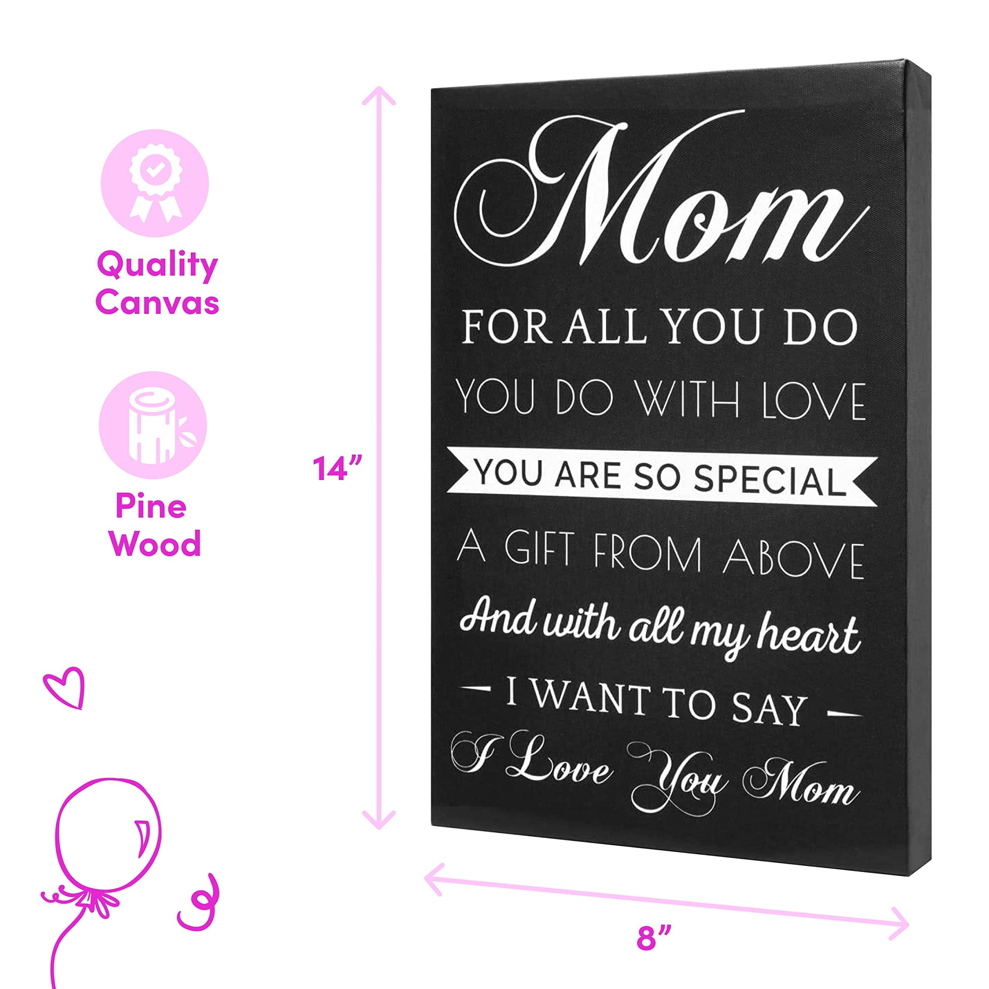 Canvas Wall Art Mom Gift - Hangable Home Decor Gifts for Mom - Unique Gift for Her