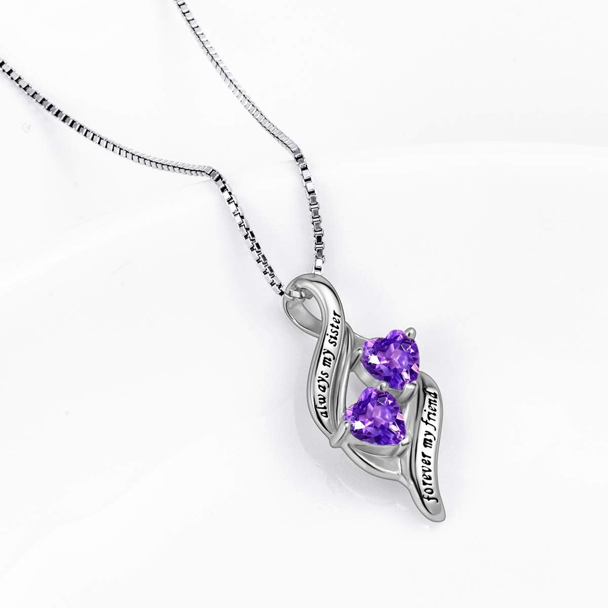 925 Sterling Silver Always My Sister & Daughter Mother Forever My Friend Love Heart Necklace for Women & Mother Gift