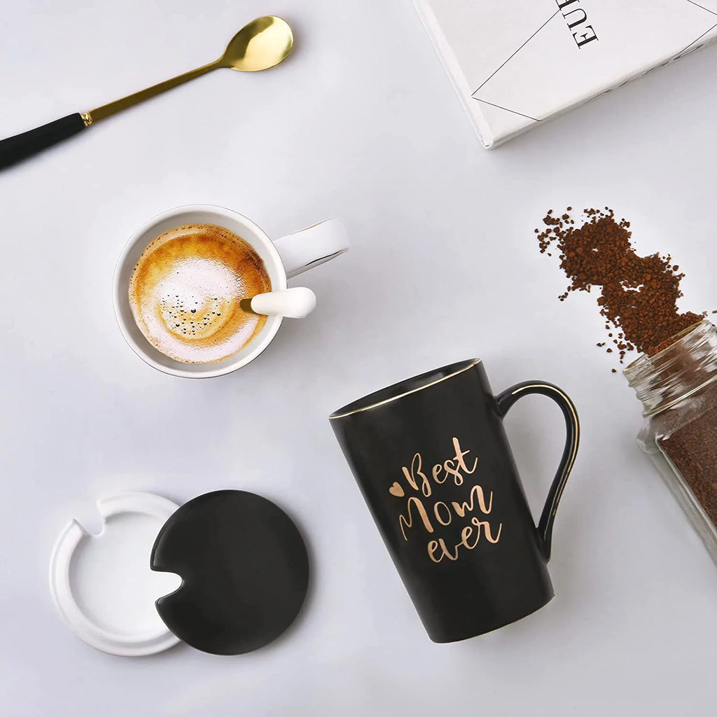 Gifts for Mom - Best Mom Ever Coffee Mug, Mom Gifts for Mothers Day, Birthday Gifts, Christmas Gifts, Mom Gifts,  14 Fl Oz Black Coffee Mugs Ceramic Mug Tea Cup