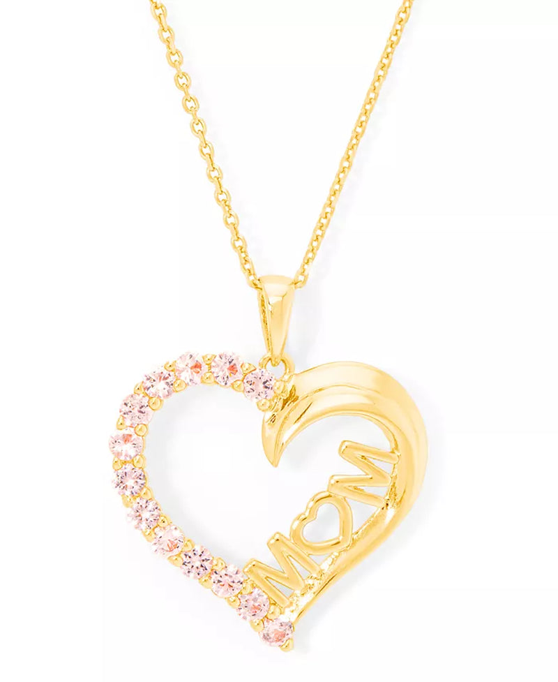 I Love You Mom Heart Pendant 18" Necklace