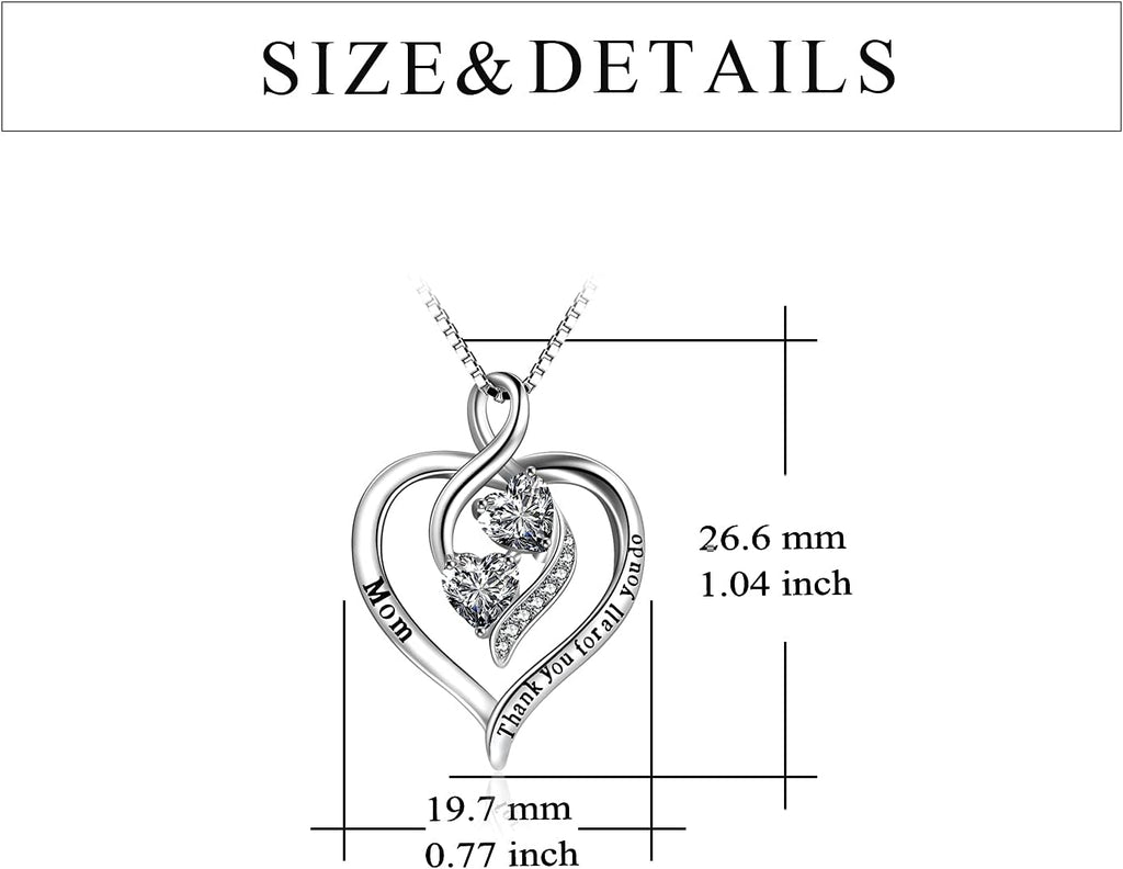 Mom Necklace for Women Sterling Silver Mother Necklace Mothers Day Birthday Jewelry Gifts for Mother Grandma 18"