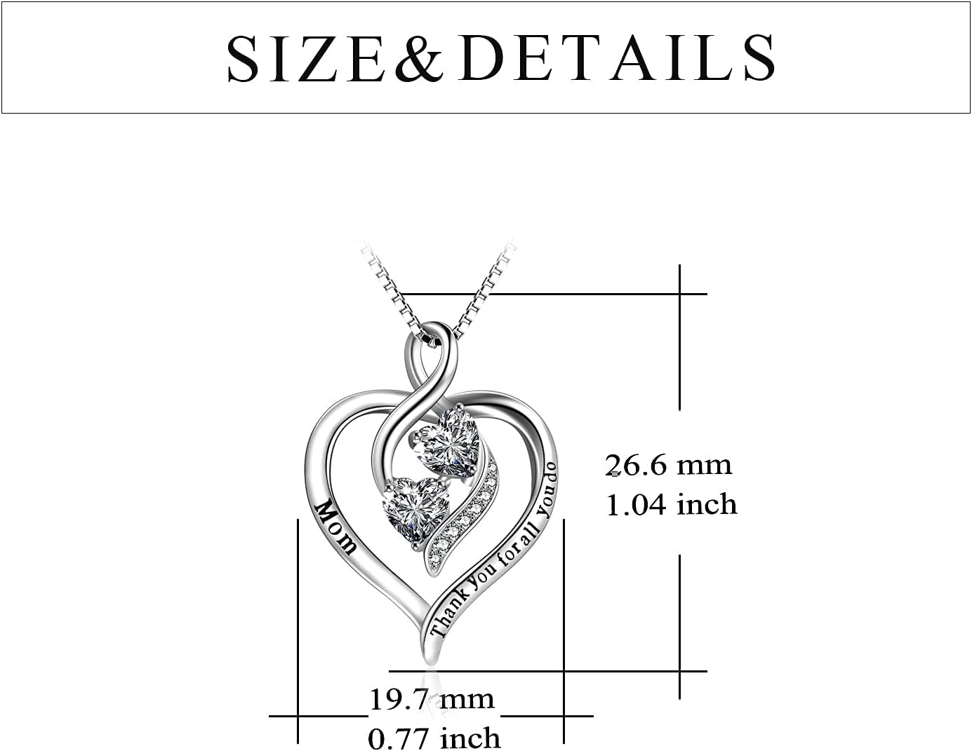 Mom Necklace for Women Sterling Silver Mother Necklace Mothers Day Birthday Jewelry Gifts for Mother Grandma 18"