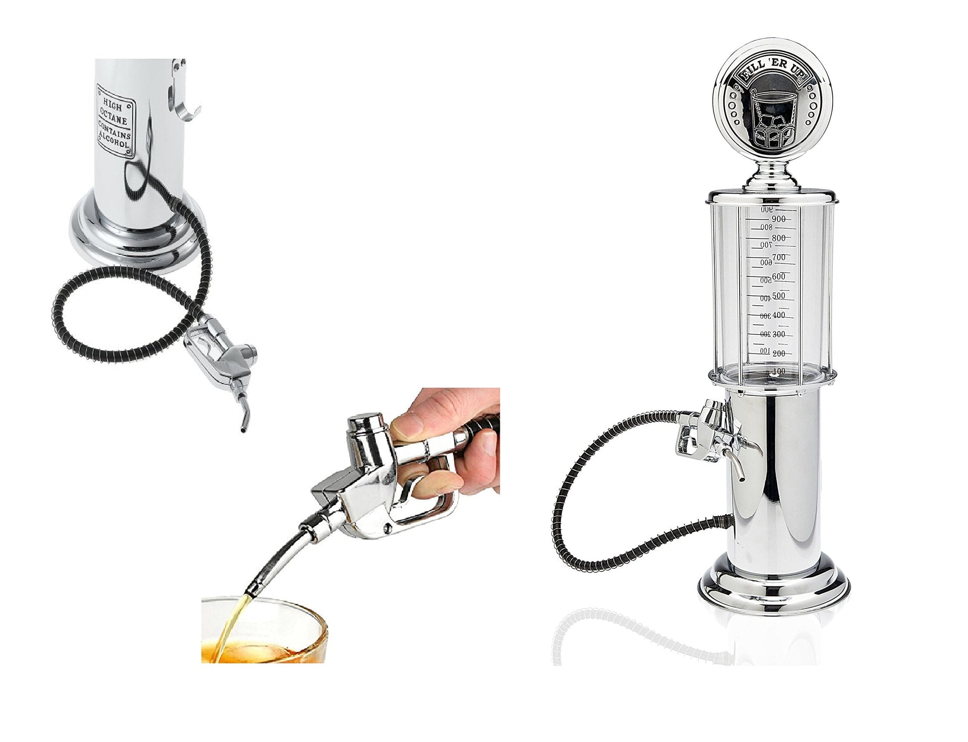 Gas Pump Whiskey / Bourbon Decanter - Liquor Dispenser for Vodka, Rum, Wine, Tequila or Scotch Decanter Is Stainless Steel
