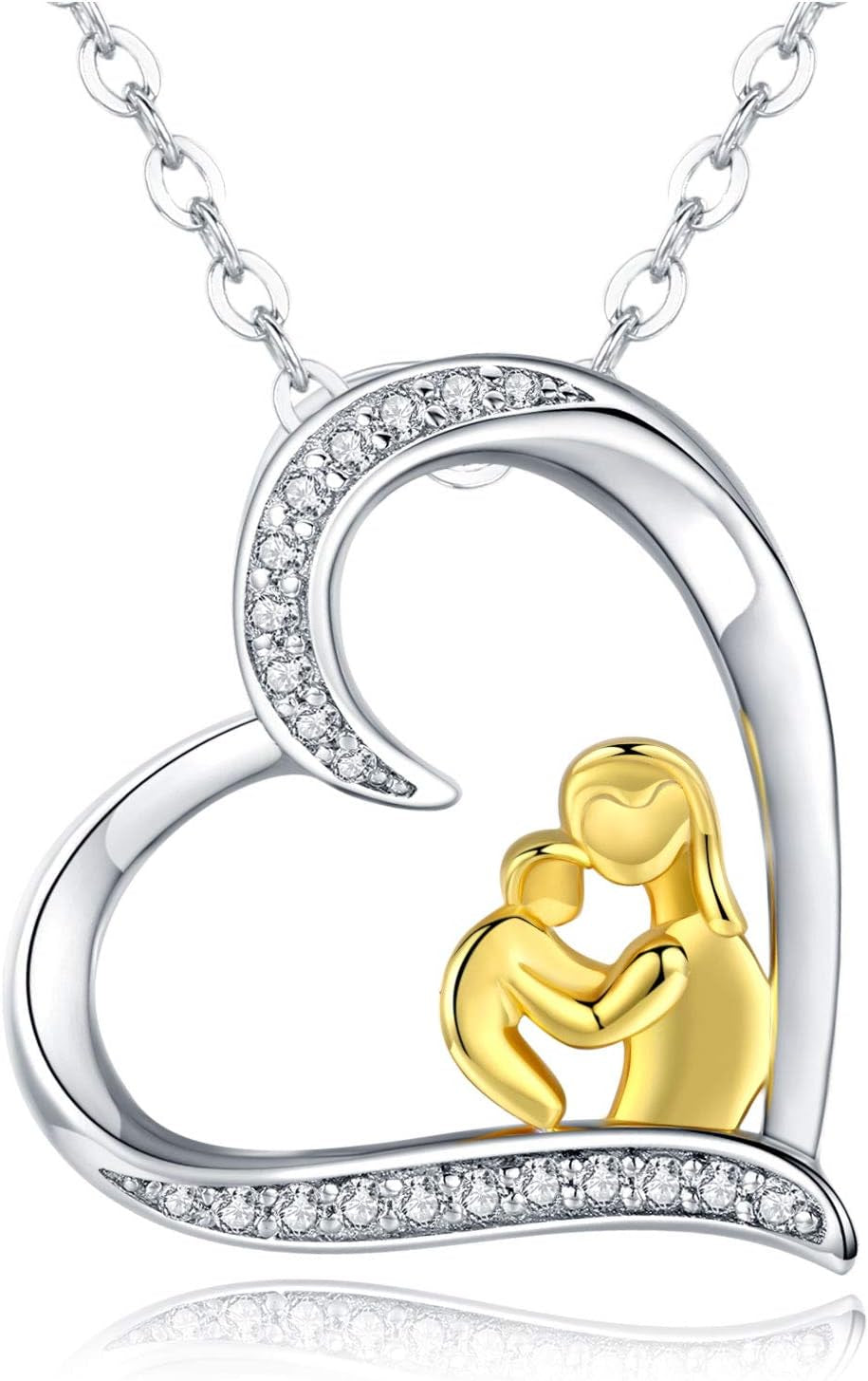 Sterling Silver Mom Necklace Mama Bear Pendant Necklace Jewelry for New Mom Grandmother Women