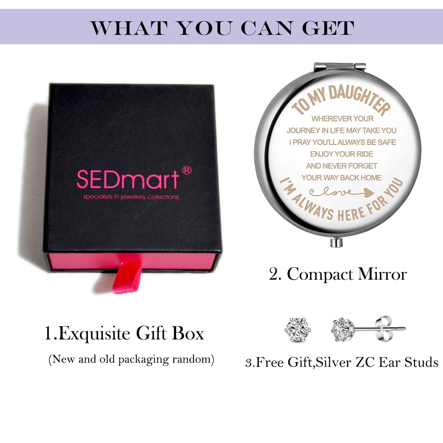 Daughter Gifts from Mom and Dad,Christmas Birthday Gift for Daughter Adult or Girls,Mother Daughter Gifts Compact Mirror