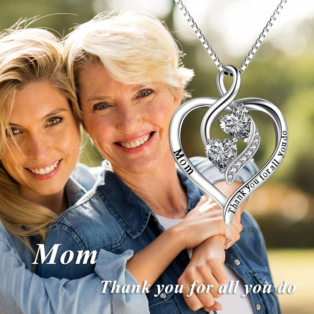 Mom Necklace for Women Sterling Silver Mother Necklace Mothers Day Birthday Jewelry Gifts for Mother Grandma 18"