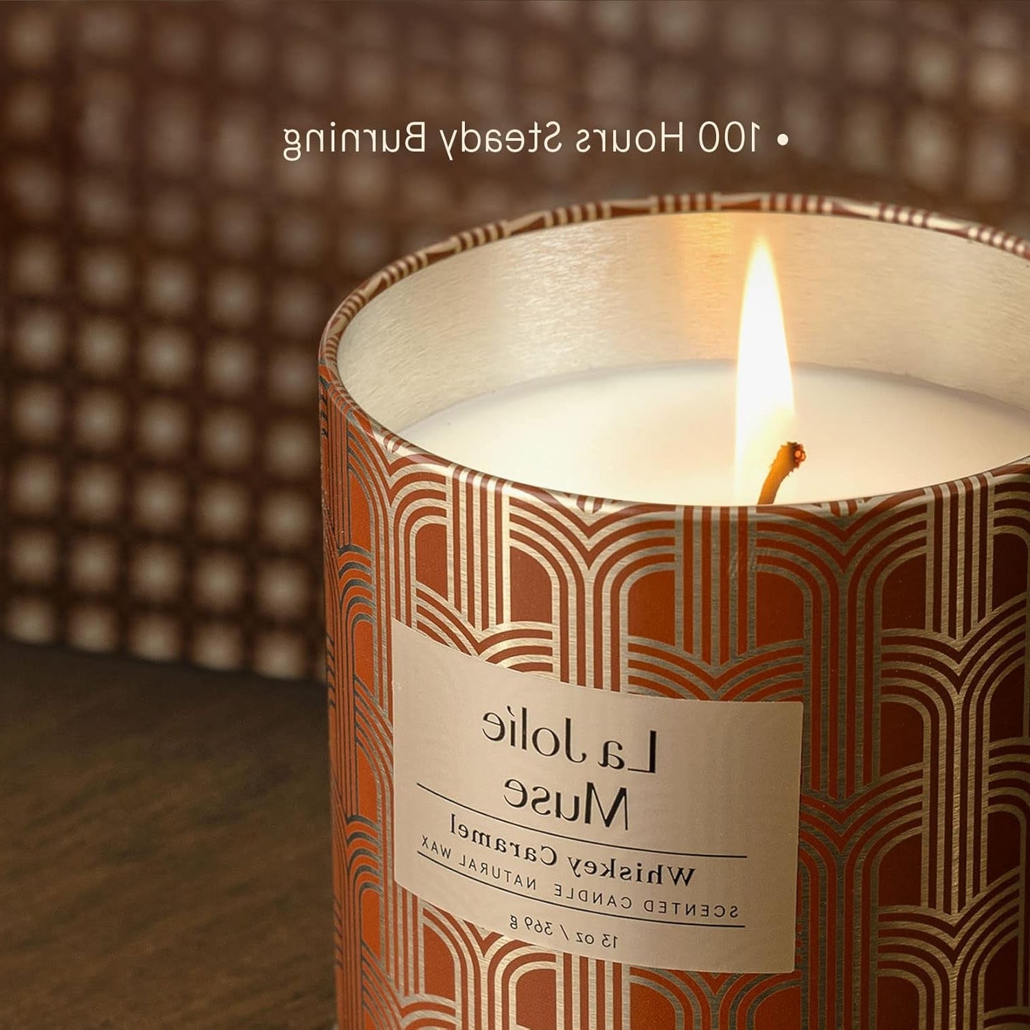Scented Candles, Whiskey Candle, Caramel Candle, Long Lasting 100 Hours, Natural Soy Candle, Large Candle Gift for Men & Women
