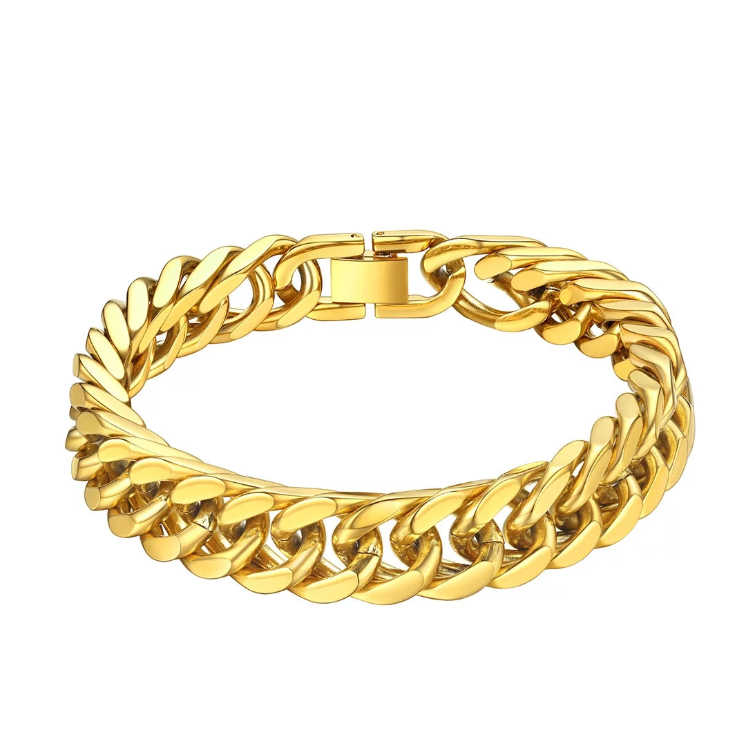 Mens Stainless Steel 17Mm Cuban Chain Bracelets, Hip Pop Chunky Franco Gold Chain Bracelet 9" Chains for Boys Son Husband Christmas Birthday Gift