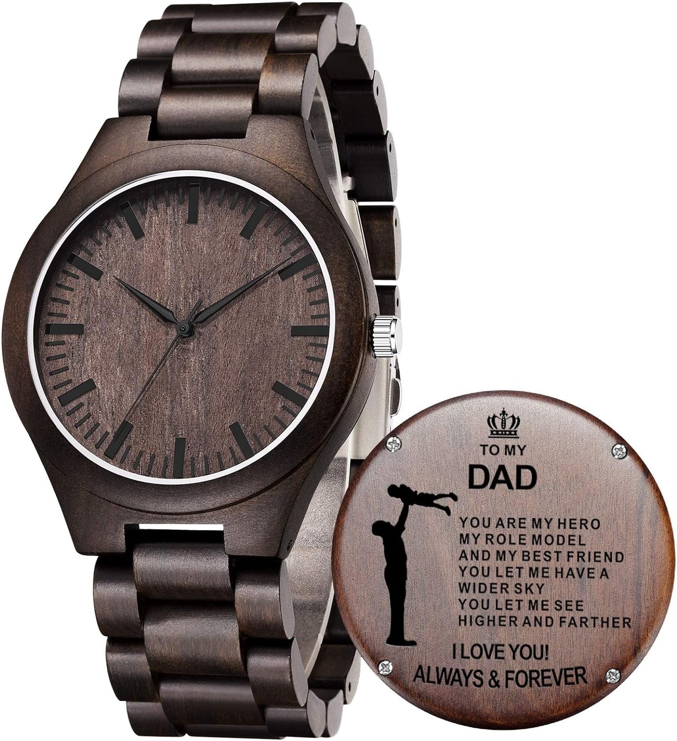 Engraved Wooden Watches for Men - Handmade Mens Wood Watches for Husband Boyfriend Dad Son Gifts