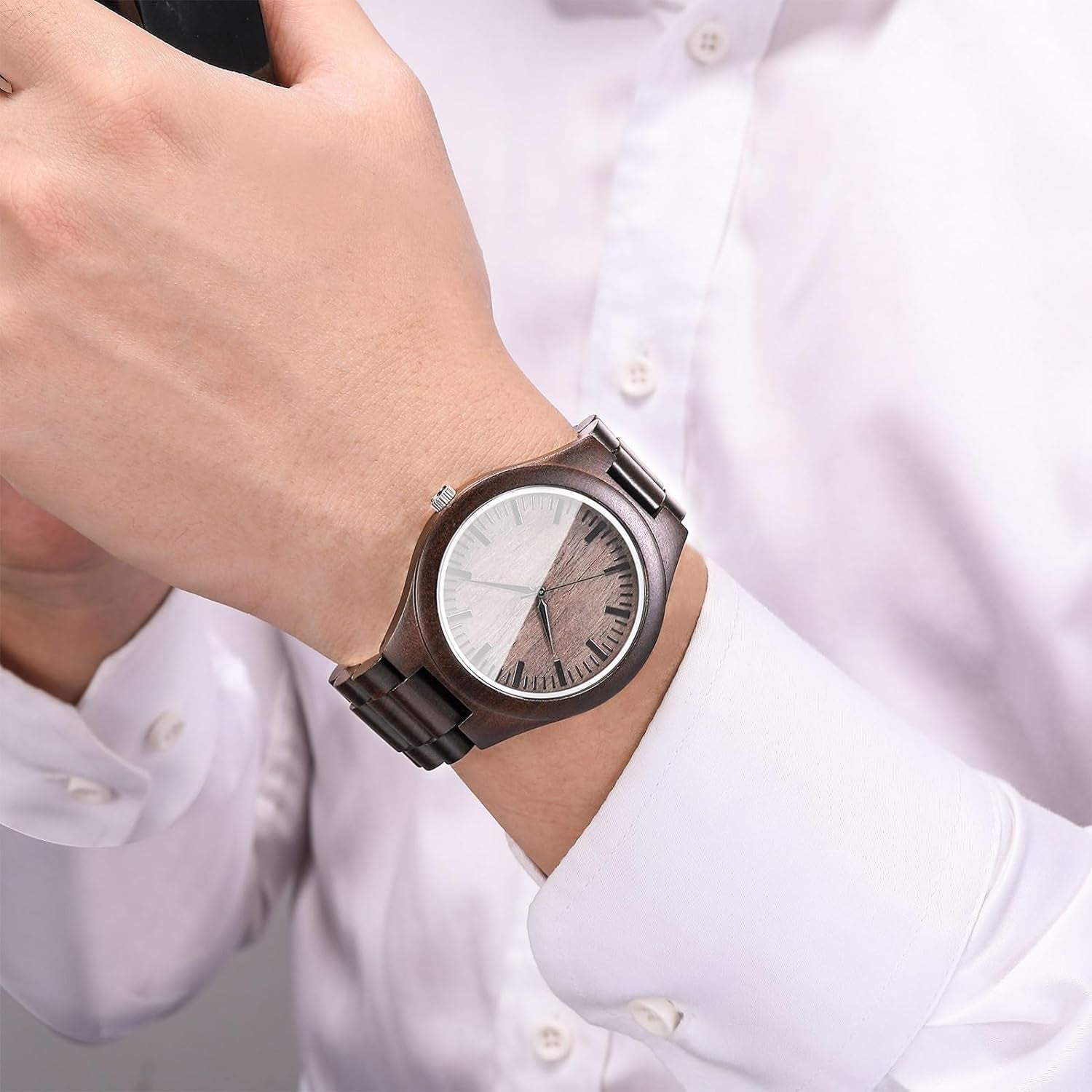 Engraved Wooden Watches for Men - Handmade Mens Wood Watches for Husband Boyfriend Dad Son Gifts