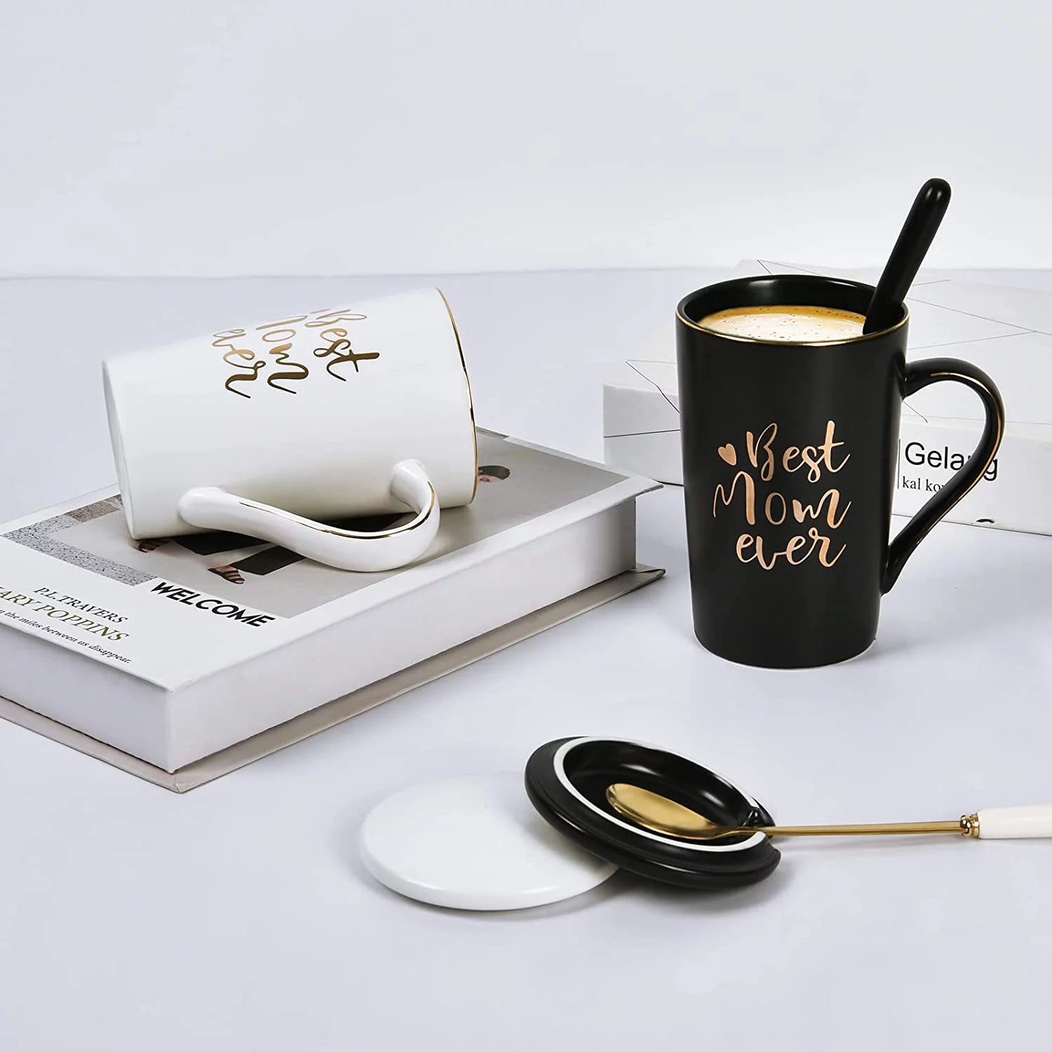 Gifts for Mom - Best Mom Ever Coffee Mug, Mom Gifts for Mothers Day, Birthday Gifts, Christmas Gifts, Mom Gifts,  14 Fl Oz Black Coffee Mugs Ceramic Mug Tea Cup