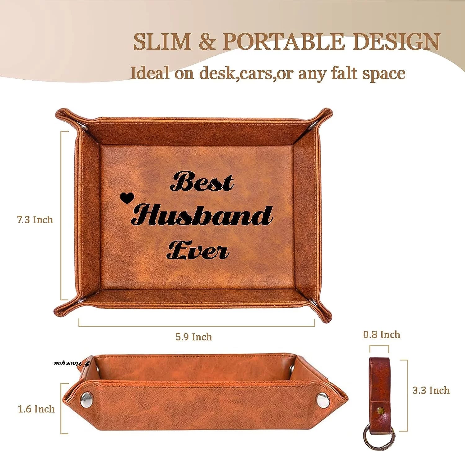 "Best Husband Ever" PU Leather Tray and Keychain Set