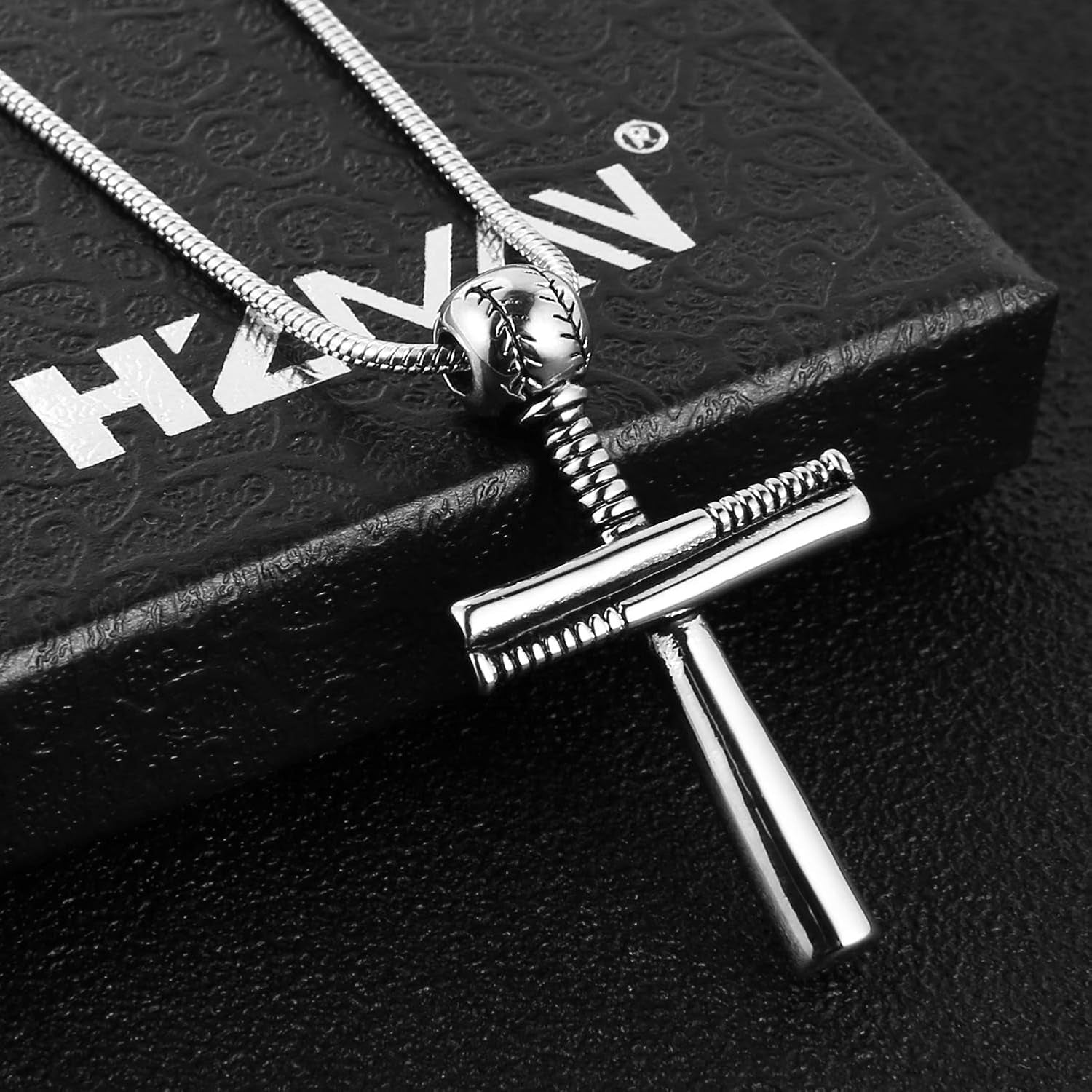 Baseball Cross Sports Pendant Stainless Steel Baseball Bat Cross Necklace, Large and Small