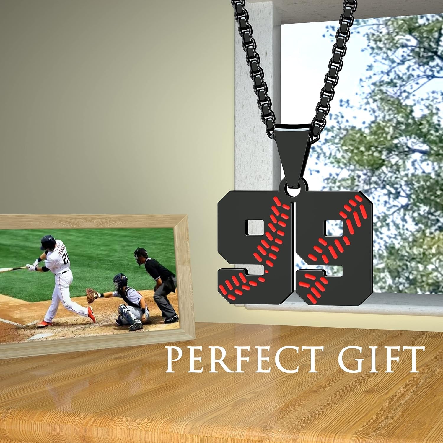 Inspiration Baseball Necklace - Stainless Steel Baseball Chain Number Pendant - Boys & Girls Gift