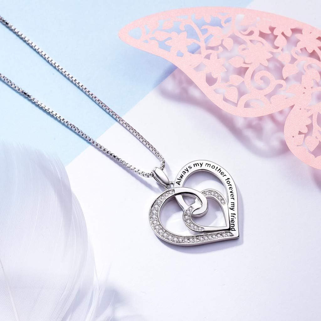 Forever Connected Mother & Son Necklace – Heart Pendant Gift for Mom, Sterling Silver Jewelry for Mother'S Day or Birthday