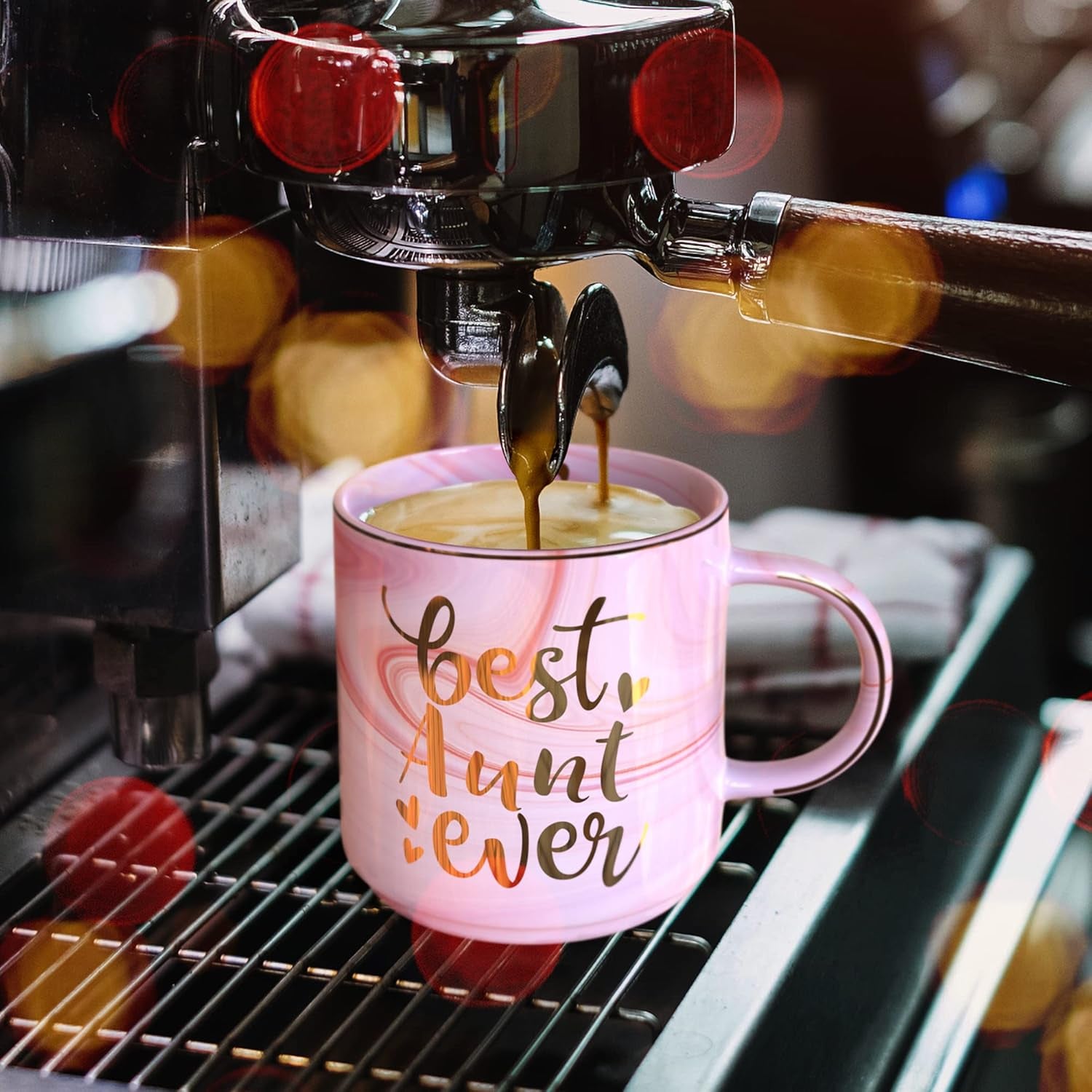 Aunt Gifts from Niece, Nephew - Pink Ceramic Marble Coffee Mug Cup 11.5Oz - Best Aunt Ever - Birthday Gift for Auntie - BAE Novelty Present for Christmas, Thanksgiving or Any Occasions