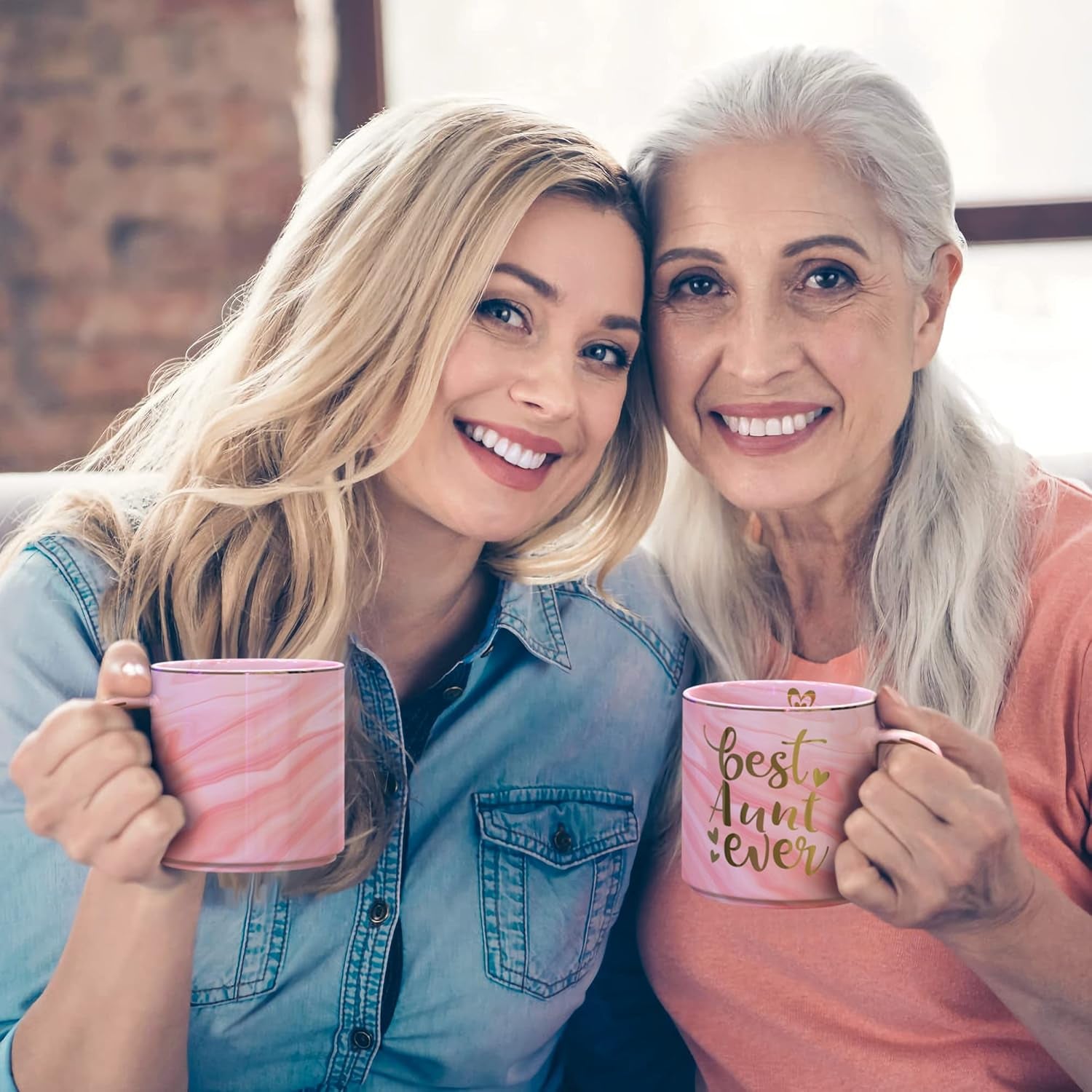 Aunt Gifts from Niece, Nephew - Pink Ceramic Marble Coffee Mug Cup 11.5Oz - Best Aunt Ever - Birthday Gift for Auntie - BAE Novelty Present for Christmas, Thanksgiving or Any Occasions